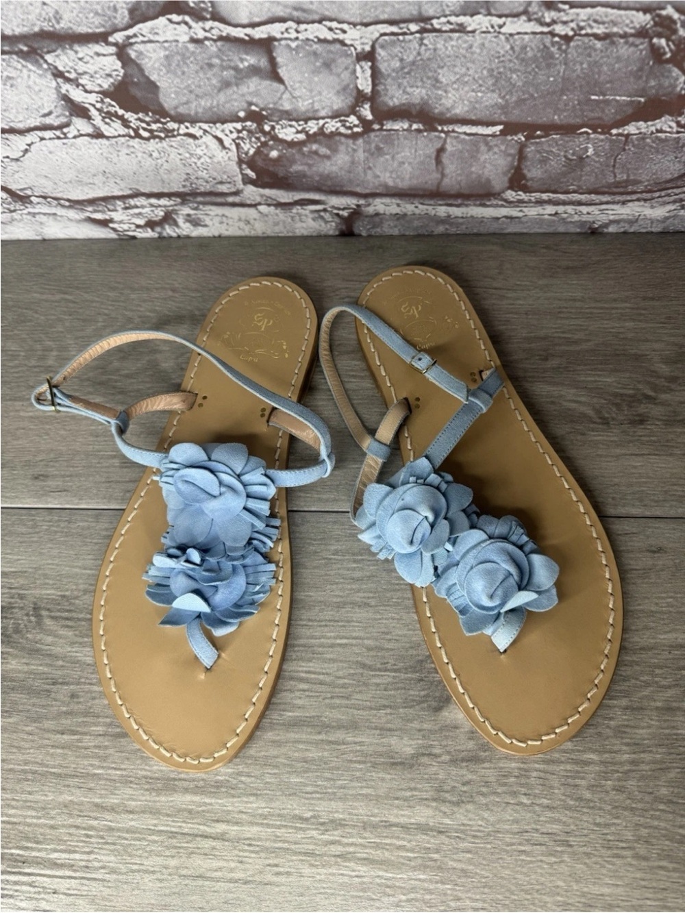 Il Sandalo Caprese Italian Blue Suede Leather Floral Sandals Women Sz 41EU/10US